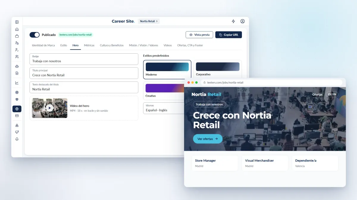 Tu página de empleo, lista en minutos